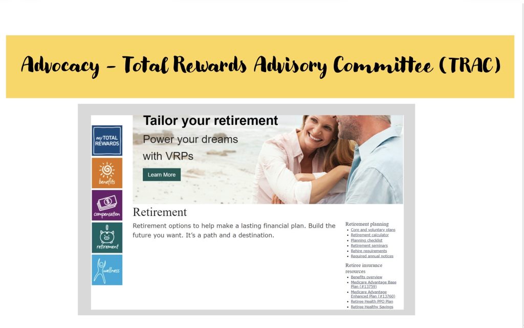 Advocacy - Total Rewards Advisory Committee (TRAC) 
University Retirement website