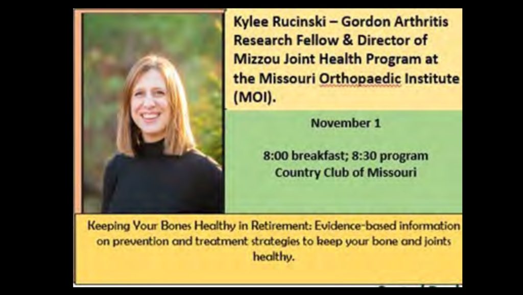 November 1, 2022 Kylee Rucinski, Director Mizzou Joint Health Program
