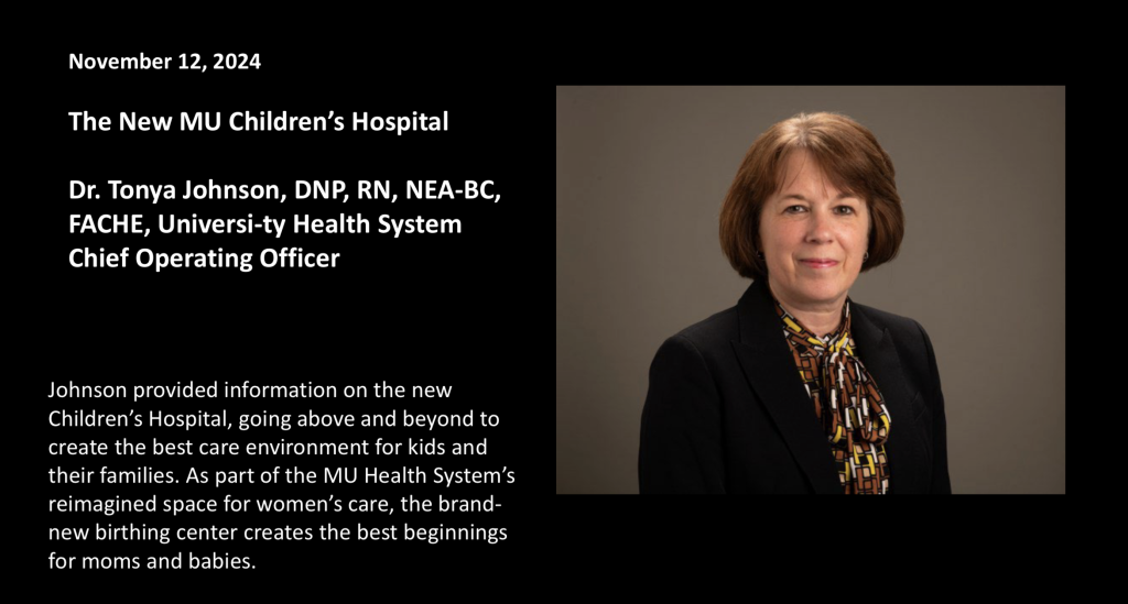 November 12, 2024 Dr. Tonya Johnson, University Health System Chief Operating Officer
